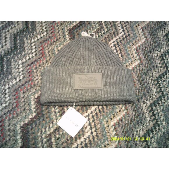 Coach Tonal Patch Gray Beanie